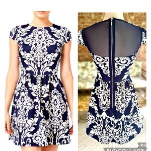 Size 1 navy blue and white dress with stunning back